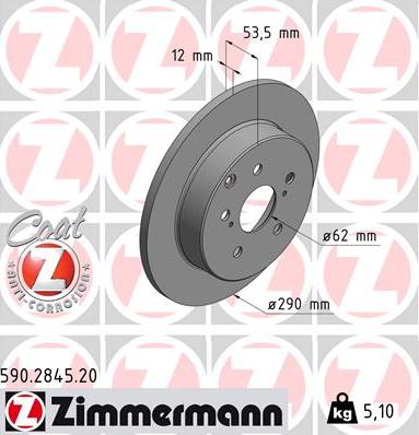 Zimmermann 590.2845.20 - Гальмівний диск avtolavka.club