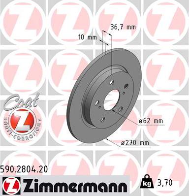 Zimmermann 590.2804.20 - Гальмівний диск avtolavka.club