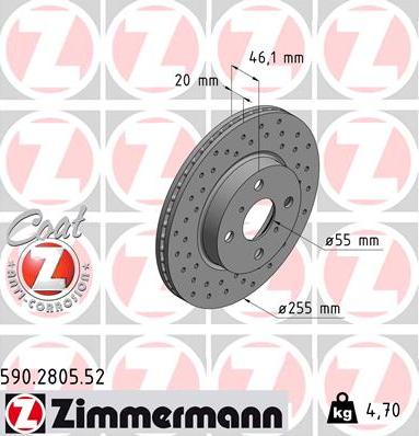 Zimmermann 590.2805.52 - Гальмівний диск avtolavka.club