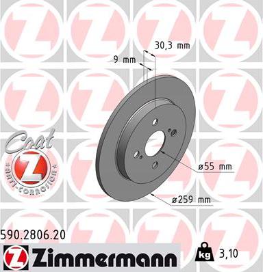 Zimmermann 590.2806.20 - Гальмівний диск avtolavka.club