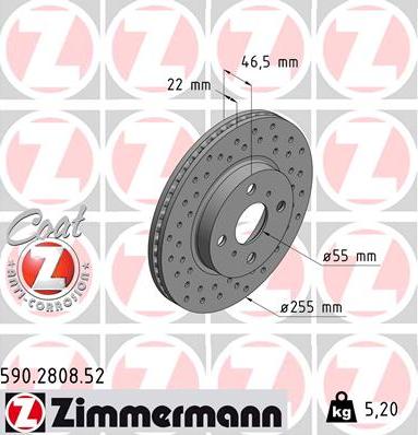 Zimmermann 590.2808.52 - Гальмівний диск avtolavka.club