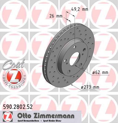 Zimmermann 590.2802.52 - Гальмівний диск avtolavka.club