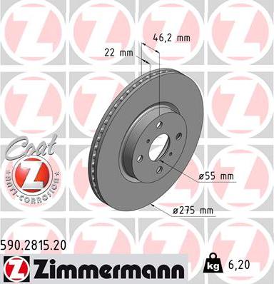 Zimmermann 590.2815.20 - Гальмівний диск avtolavka.club