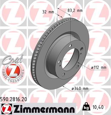 Zimmermann 590.2816.20 - Гальмівний диск avtolavka.club