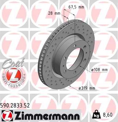 Zimmermann 590.2833.52 - Гальмівний диск avtolavka.club