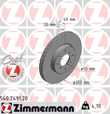 Zimmermann 540.2491.20 - Гальмівний диск avtolavka.club