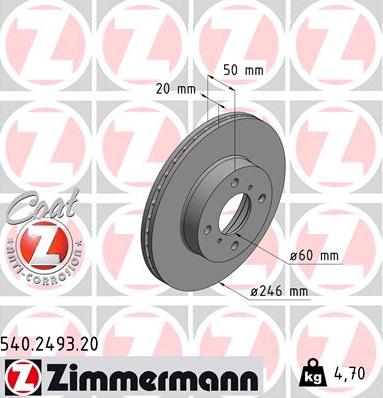 Zimmermann 540.2493.20 - Гальмівний диск avtolavka.club