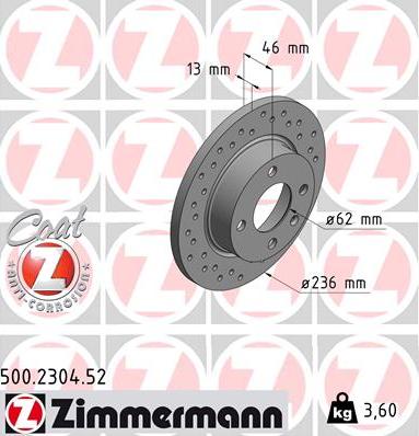 Zimmermann 500.2304.52 - Гальмівний диск avtolavka.club