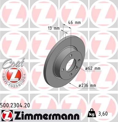 Zimmermann 500.2304.20 - Гальмівний диск avtolavka.club