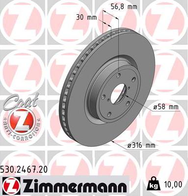 Zimmermann 530.2467.20 - Гальмівний диск avtolavka.club