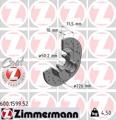 Zimmermann 600.1599.52 - Гальмівний диск avtolavka.club