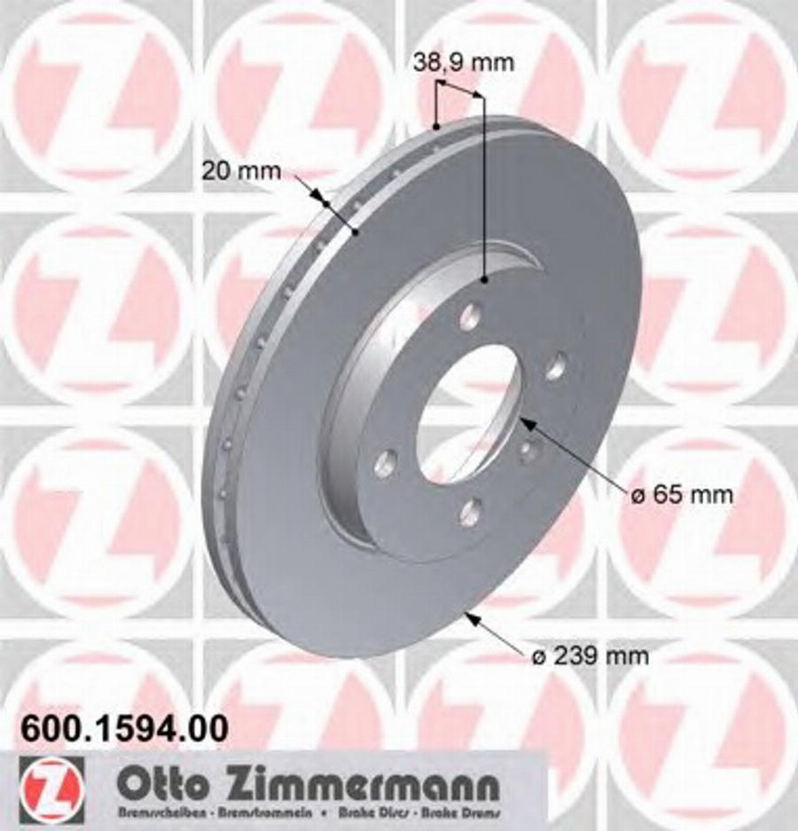 Zimmermann 600 1594 00 - Гальмівний диск avtolavka.club