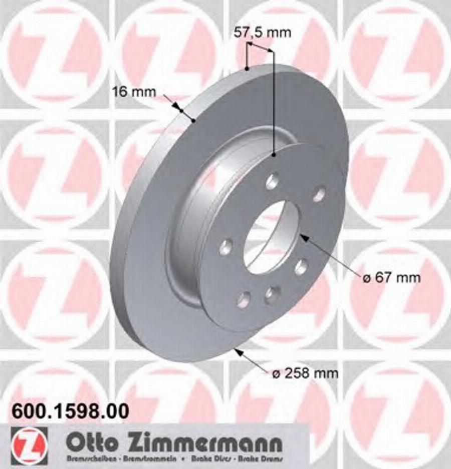 Zimmermann 600 1598 00 - Гальмівний диск avtolavka.club