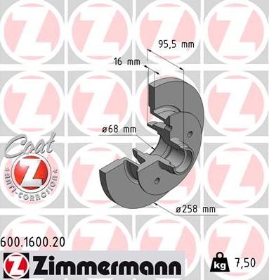 Zimmermann 600.1600.20 - Гальмівний диск avtolavka.club