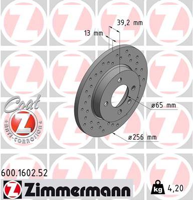 Zimmermann 600.1602.52 - Гальмівний диск avtolavka.club