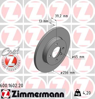 Zimmermann 600.1602.20 - Гальмівний диск avtolavka.club