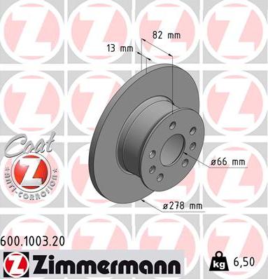 Zimmermann 600.1003.20 - Гальмівний диск avtolavka.club