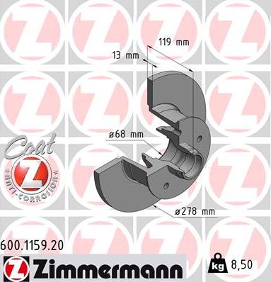 Zimmermann 600.1159.20 - Гальмівний диск avtolavka.club