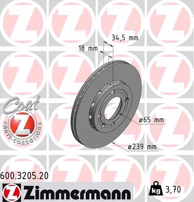 Zimmermann 600.3205.20 - Гальмівний диск avtolavka.club