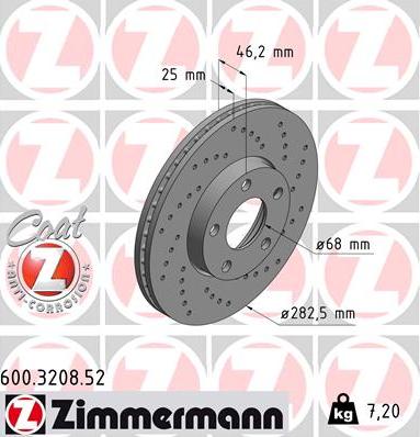 Zimmermann 600.3208.52 - Гальмівний диск avtolavka.club