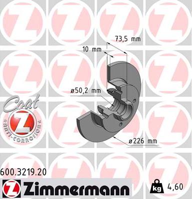 Zimmermann 600.3219.20 - Гальмівний диск avtolavka.club