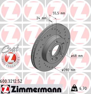 Zimmermann 600.3212.52 - Гальмівний диск avtolavka.club