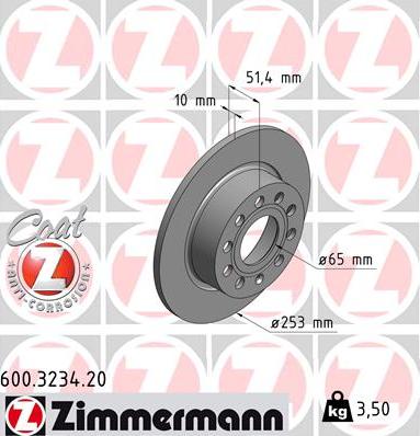 Zimmermann 600.3234.20 - Гальмівний диск avtolavka.club