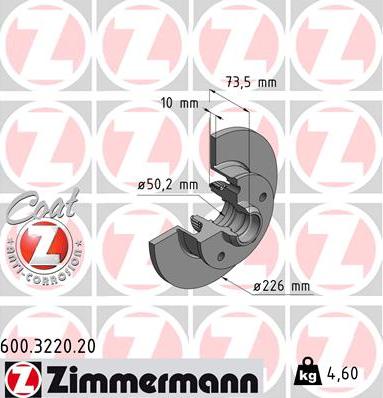 Zimmermann 600.3220.20 - Гальмівний диск avtolavka.club