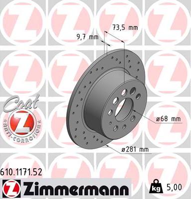 Zimmermann 610.1171.52 - Гальмівний диск avtolavka.club