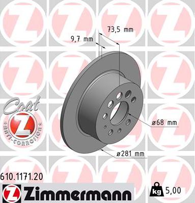 Zimmermann 610.1171.20 - Гальмівний диск avtolavka.club