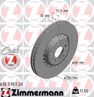 Zimmermann 610.3707.20 - Гальмівний диск avtolavka.club