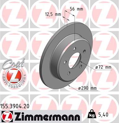 Zimmermann 155.3904.20 - Гальмівний диск avtolavka.club