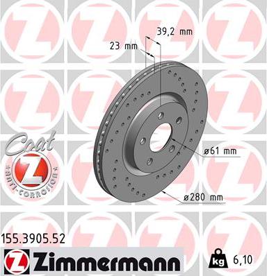 Zimmermann 155.3905.52 - Гальмівний диск avtolavka.club