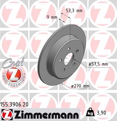 Zimmermann 155.3906.20 - Гальмівний диск avtolavka.club