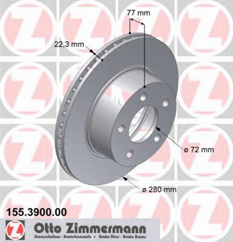 Zimmermann 155.3900.00 - Гальмівний диск avtolavka.club