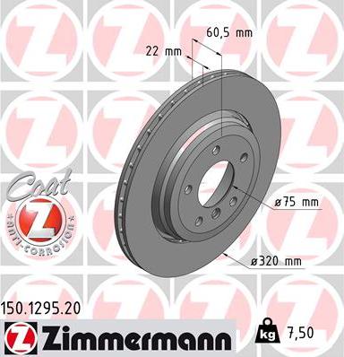 Zimmermann 150.1295.20 - Гальмівний диск avtolavka.club