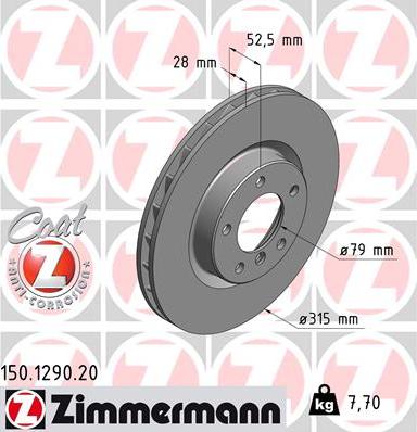 Zimmermann 150.1290.20 - Гальмівний диск avtolavka.club