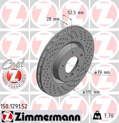 Zimmermann 150.1291.52 - Гальмівний диск avtolavka.club