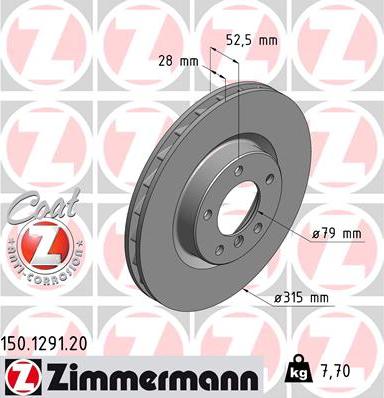 Zimmermann 150.1291.20 - Гальмівний диск avtolavka.club