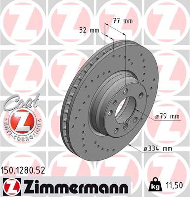 Zimmermann 150.1280.52 - Гальмівний диск avtolavka.club