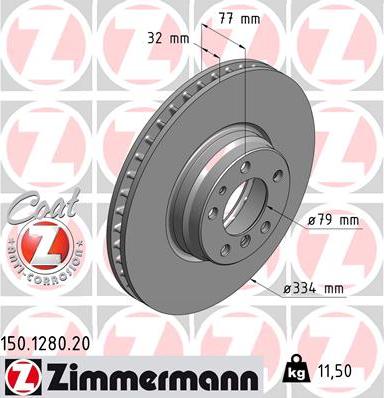 Zimmermann 150.1280.20 - Гальмівний диск avtolavka.club