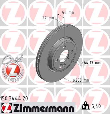 Zimmermann 150.3444.20 - Гальмівний диск avtolavka.club