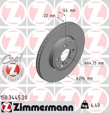 Zimmermann 150.3445.20 - Гальмівний диск avtolavka.club