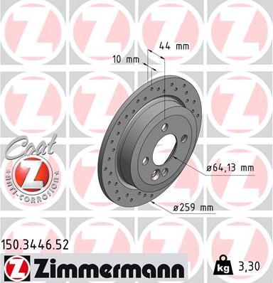 Zimmermann 150.3446.52 - Гальмівний диск avtolavka.club