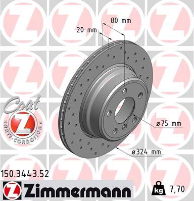 Zimmermann 150.3443.52 - Гальмівний диск avtolavka.club