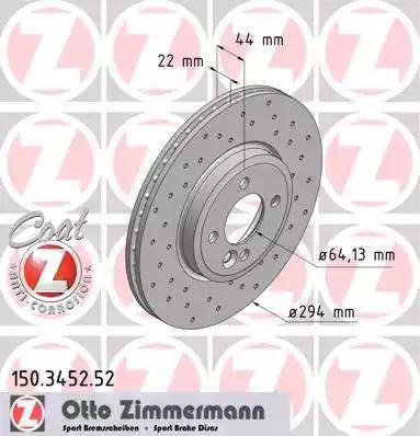 Zimmermann 150.3452.52 - Гальмівний диск avtolavka.club