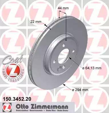 Zimmermann 150.3452.20 - Гальмівний диск avtolavka.club