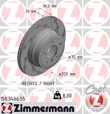 Zimmermann 150.3466.55 - Гальмівний диск avtolavka.club