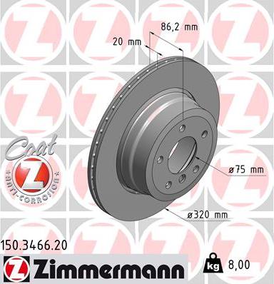 Zimmermann 150.3466.20 - Гальмівний диск avtolavka.club