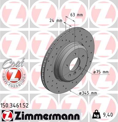 Zimmermann 150.3461.52 - Гальмівний диск avtolavka.club